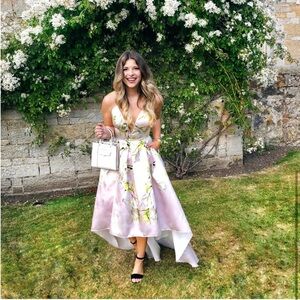 NWT- David’s bridal- Light pink dress with yellow/white flowers